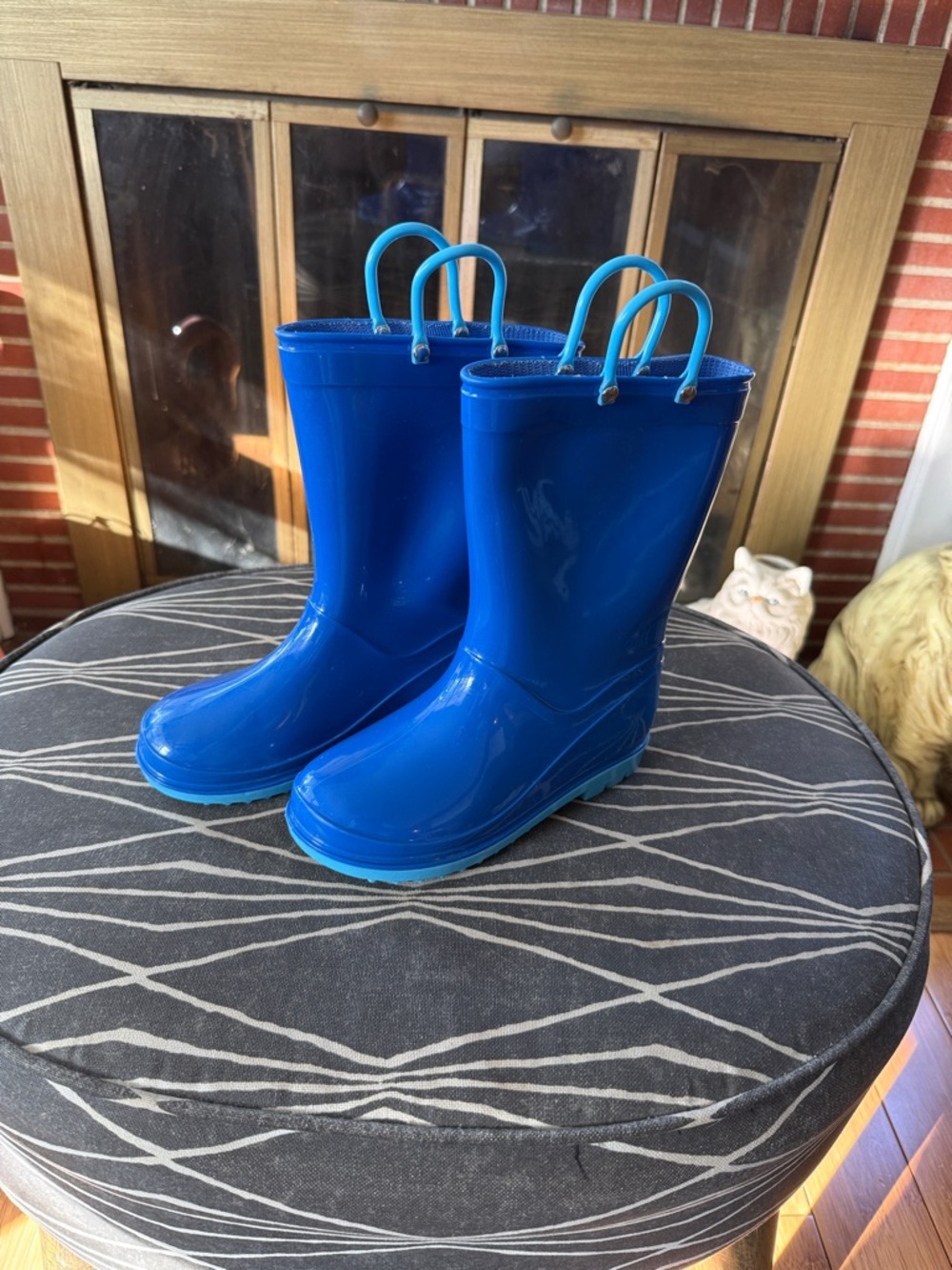 Kids Blue Rain Boots with Easy-Grab Handles